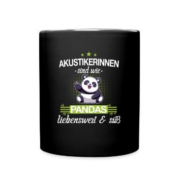 Hörakustiker Akustiker Panda Beruf Spruch - Tasse einfarbig - Schwarz - Vorne
