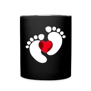 Bébé Pieds Bébé Enceinte Coeur - Mug uni - noir - Devant