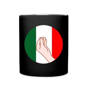Funny Italian Humor Hand Gesture Pride Pizza - Full Colour Mug - black - Front