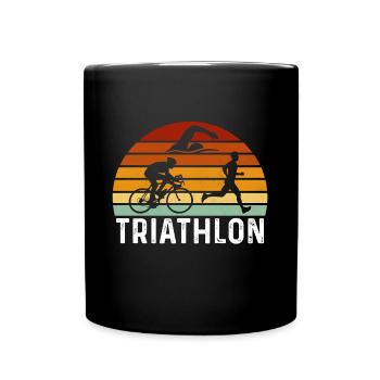 retro triathlon triathlon triathlete triathlon - Full Colour Mug - black - Front