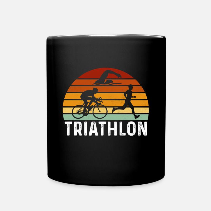 retro triathlon triathlon triathlete triathlon - Full Colour Mug - black