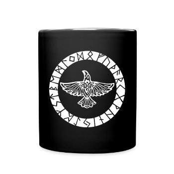 Weißer Wikinger Rabe - Tasse einfarbig - Schwarz - Vorne