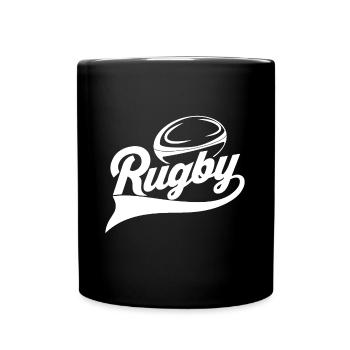 Rugby T-Shirt rugby Rugby - Tasse einfarbig - Schwarz - Vorne