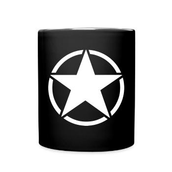White star five branches in a white circle. - Full Colour Mug - black - Front