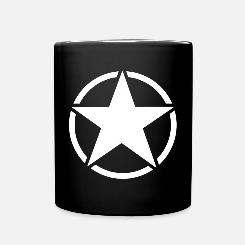 Etoile blanche cinq branches dans un cercle blanc. - Mug uni - noir