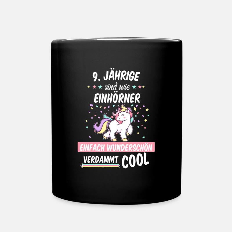 Geburtstag 9 Geburtstag Einhorn Spruch Party - Tasse einfarbig - Schwarz