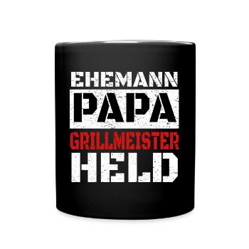 Papa Vatertag Grillen Griller Grill Spruch Väter - Tasse einfarbig - Schwarz - Vorne