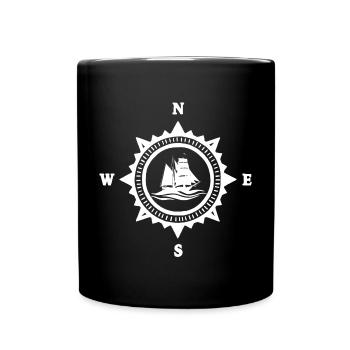 The white boat and the compass - Full Colour Mug - black - Front