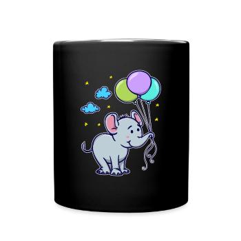 Lustig Tier Cool Baby Elefant - Tasse einfarbig - Schwarz - Vorne