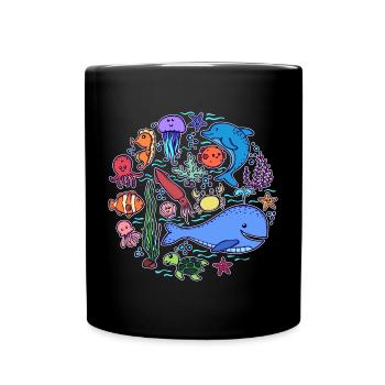 Fisch Blauwal Tier Lebewesen Tierwelt - Tasse einfarbig - Schwarz - Vorne