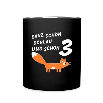 Kindergeburtstag 3 Jahre - Tasse einfarbig - Schwarz - Vorne