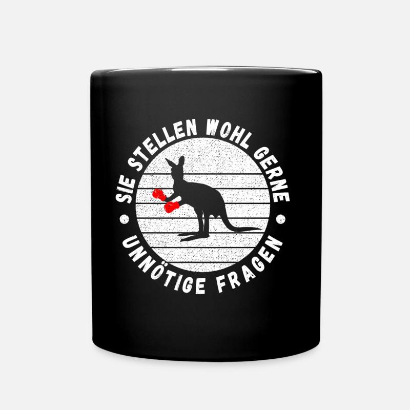 Känguruh Sie stellen wohl gerne unnötige Fragen - Tasse einfarbig - Schwarz