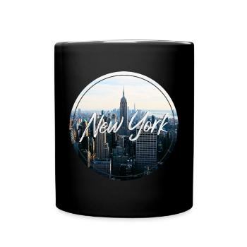 New York Skyline Lettering - Full Colour Mug - black - Front