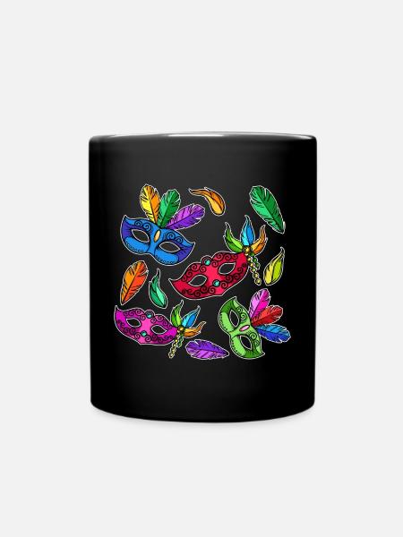 Kostüm Masken Karneval Fasching - Tasse einfarbig - Schwarz
