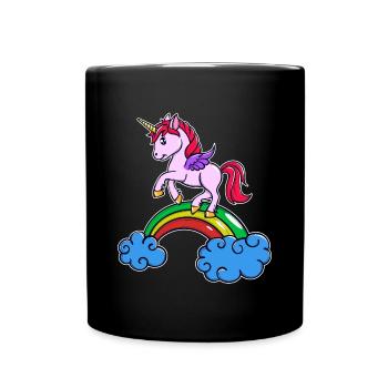 Einhorn Cool Tier - Tasse einfarbig - Schwarz - Vorne