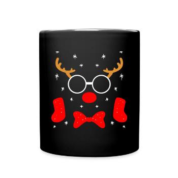 Weihnachten Schnee Rentier - Tasse einfarbig - Schwarz - Vorne