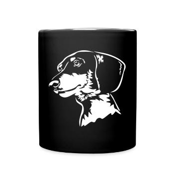 Dackel Kopf "Black Edition" - Tasse einfarbig - Schwarz - Vorne