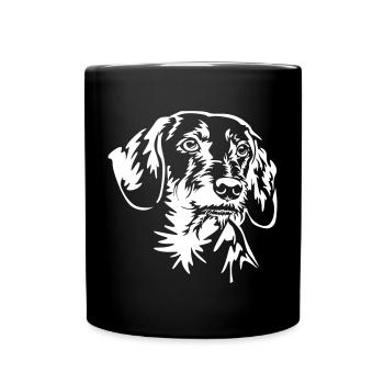 Dackel Kopf "Black Edition" - Tasse einfarbig - Schwarz - Vorne
