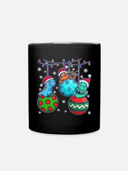 Ugly Xmas Dino Hässliche Weihnachten Schneeflocke - Tasse einfarbig - Schwarz