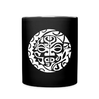 Tête de mort polynésienne blanche - Mug uni - noir - Devant