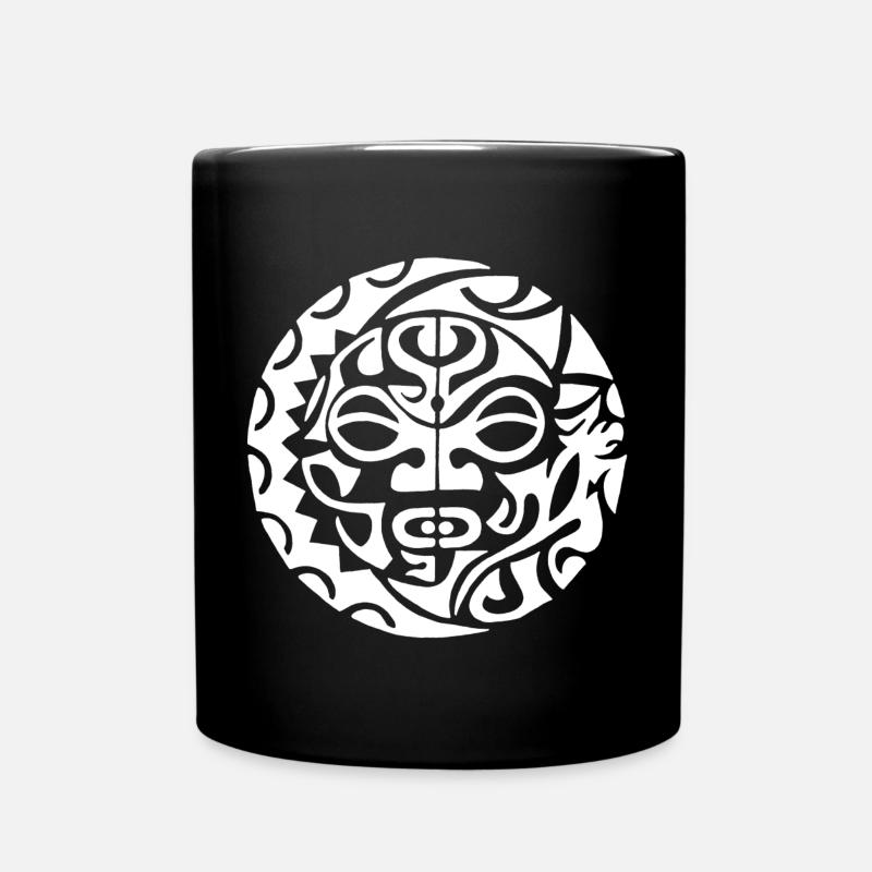 Polynesische Todeskopf weiß - Tasse einfarbig - Schwarz
