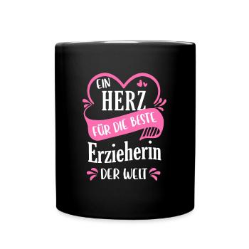 Erzieher Erzieherin Kindergärtner Spruch Beruf - Tasse einfarbig - Schwarz - Vorne