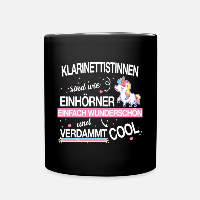 Klarinette Klarinettistin Einhorn Spruch Musik - Tasse einfarbig - Schwarz