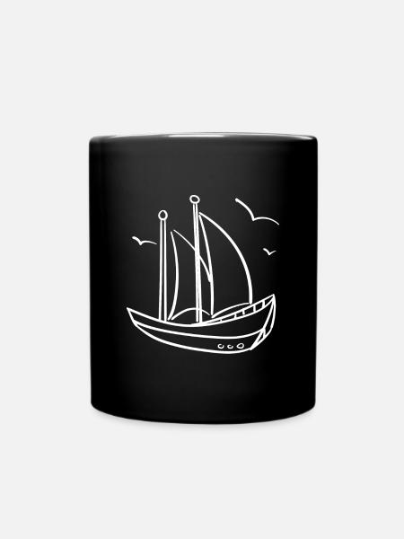 Segelboot skizzen - Tasse einfarbig - Schwarz