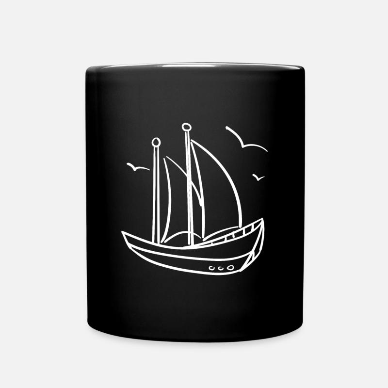 bateau à voile croquis - Mug uni - noir