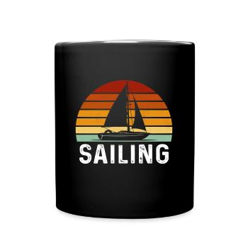 retro sailing captain sail t-shirt sailboat - Tasse einfarbig - Schwarz - Vorne