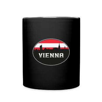 Vienna Austria Skyline Silhouette Austrian Flag Tr - Full Colour Mug - black - Front