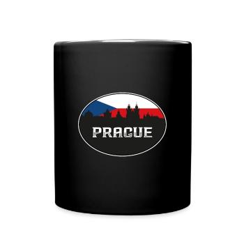 Prag Czechia Skyline Silhouette Tschechische Flagge Trav - Tasse einfarbig - Schwarz - Vorne
