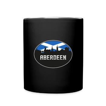 Aberdeen Schottland Skyline Silhouette schottische Flagge - Tasse einfarbig - Schwarz - Vorne