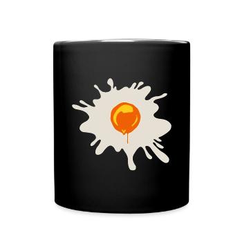 Orangener Farbklecks Tropfen Ei - Tasse einfarbig - Schwarz - Vorne
