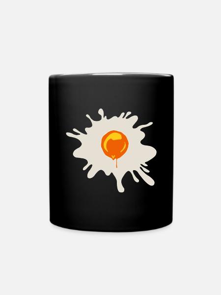 Orangener Farbklecks Tropfen Ei - Tasse einfarbig - Schwarz