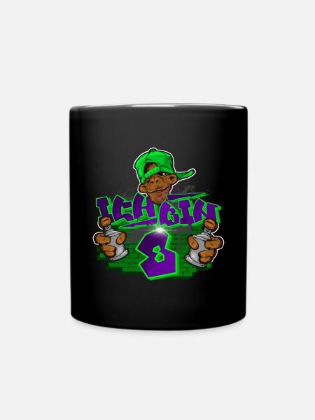 8. Geburtstag graffiti - Tasse einfarbig - Schwarz