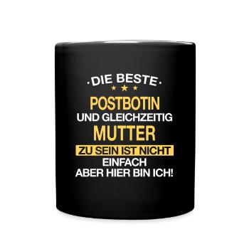 Postbotin Briefträgerin Post Paketdienst Spruch - Tasse einfarbig - Schwarz - Vorne