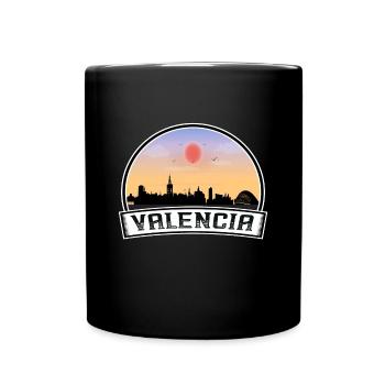 Valencia Spain Skyline Vintage Sunset Travel Souve - Full Colour Mug - black - Front