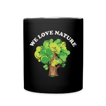 Wald Baum Illustration Naturliebe Symbol Logo - Tasse einfarbig - Schwarz - Vorne