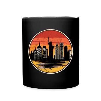 Sunset Liberty Skyline - Full Colour Mug - black - Front