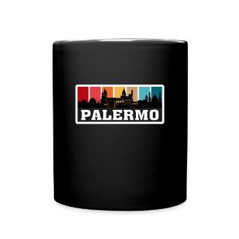 Palermo Italy Travel Souvenir Skyline Silhouette I - Full Colour Mug - black - Front