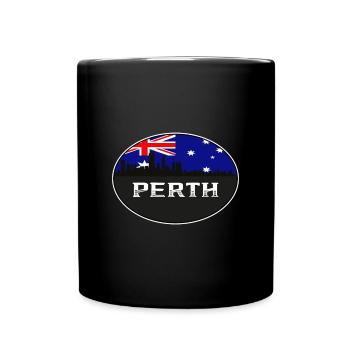 Perth Australie Skyline Silhouette Drapeau australien - Mug uni - noir - Devant