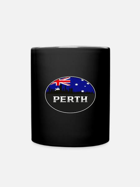 Perth Australien Skyline Silhouette australische Flagge - Tasse einfarbig - Schwarz