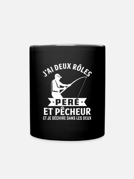 j'ai deux roles pére et pêcheur t-shirt pêche - Mug uni - noir