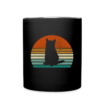 Retro-Geschenk Katze T-Shirt Katzen - Tasse einfarbig - Schwarz - Vorne