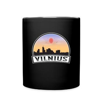 Vilnius Litauen Skyline Vintage Sonnenuntergang Reisen So - Tasse einfarbig - Schwarz - Vorne