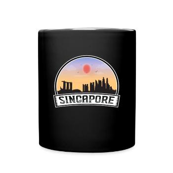 Singapour Singapour Skyline Vintage Sunset Voyage - Mug uni - noir - Devant