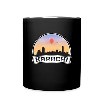 Karachi Pakistan Skyline Vintage Sonnenuntergang Reise Sou - Tasse einfarbig - Schwarz - Vorne