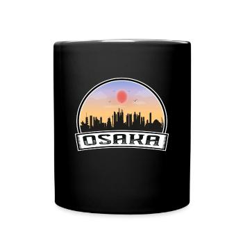 Osaka Japan Skyline Vintage Sonnenuntergang Reise Souvenir - Tasse einfarbig - Schwarz - Vorne