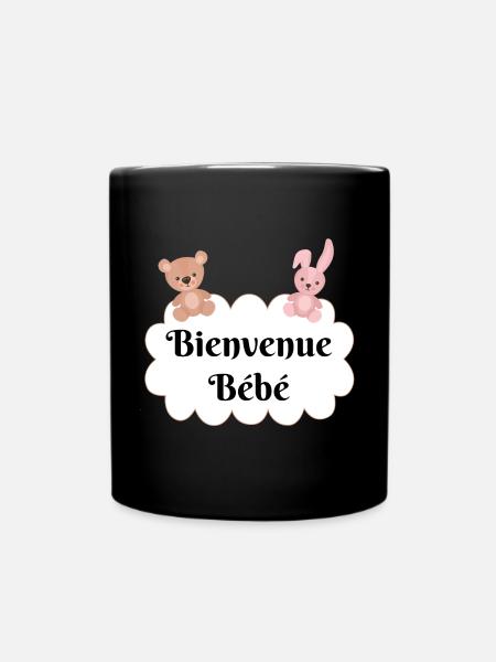 Bienvenue bébé ourson lapin nuage cadeau naissance - Mug uni - noir